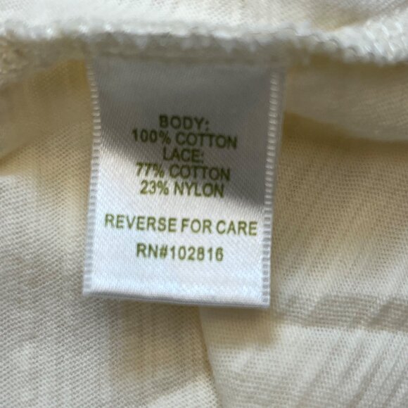 Garnet Hill Sleeveless Ivory Tunic Top Size M Cotton Lace Detail, Cottage Boho - Picture 7 of 9